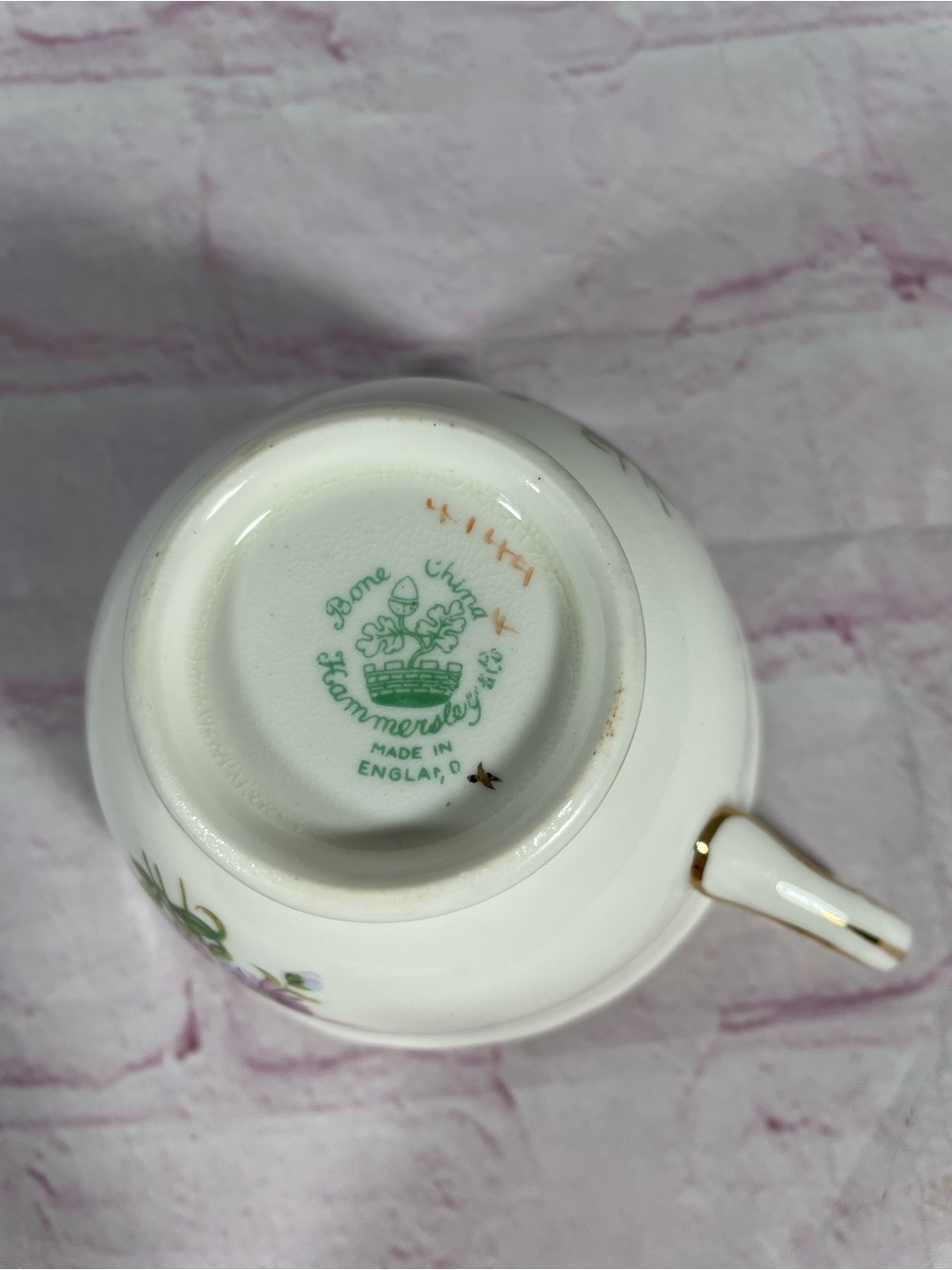 Vintage Hammersley Floral 4149 Bone China Footed Teacup and Saucer Set England - Picture 10 of 10